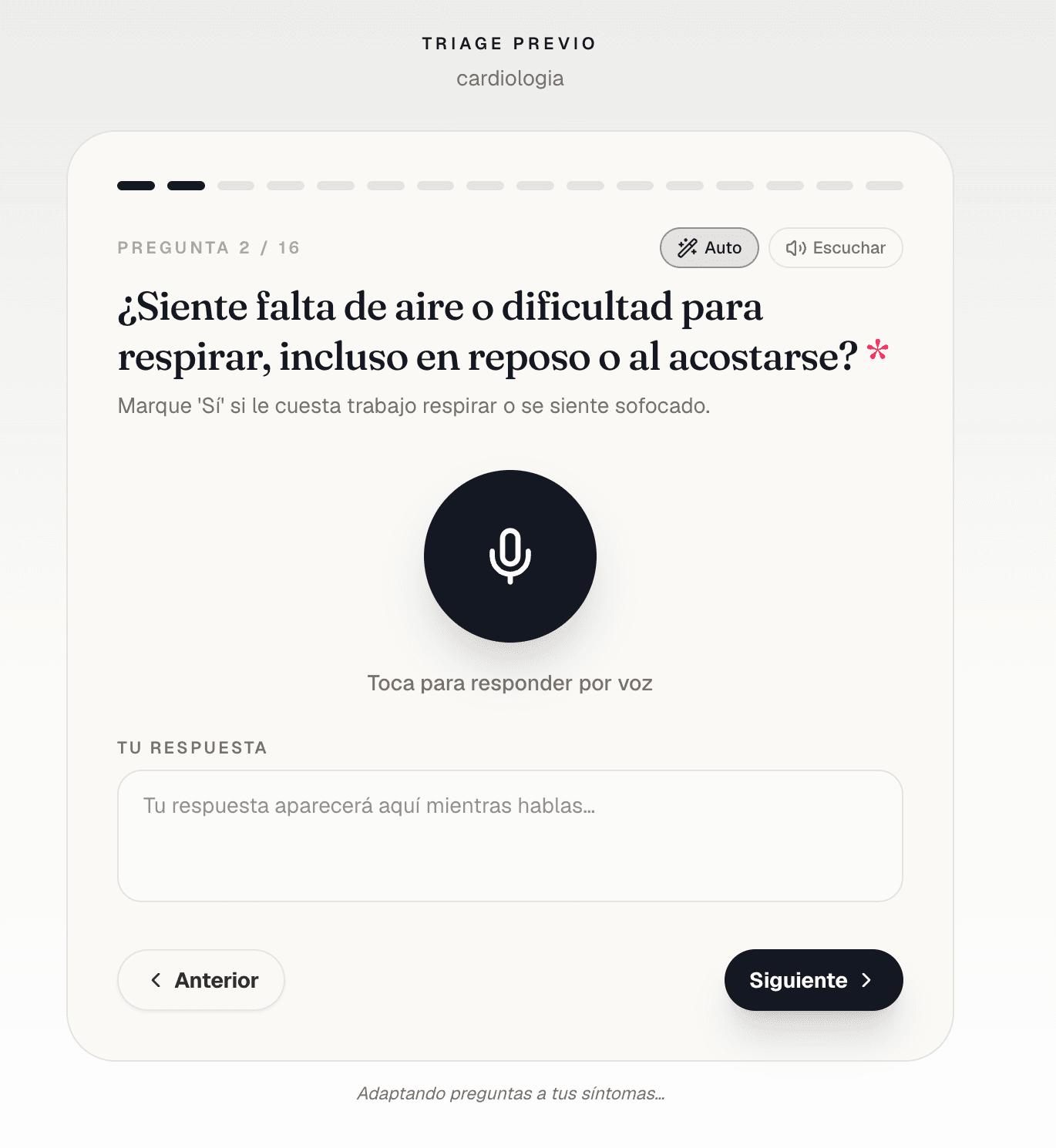 Aurora · Triage por voz
